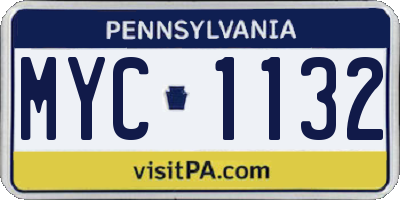 PA license plate MYC1132