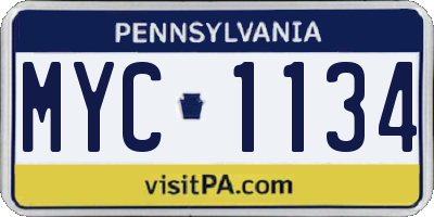 PA license plate MYC1134