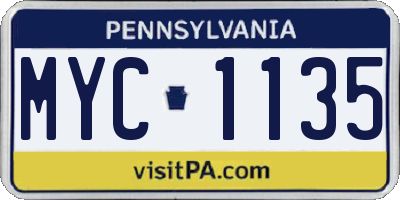 PA license plate MYC1135