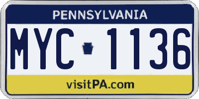 PA license plate MYC1136