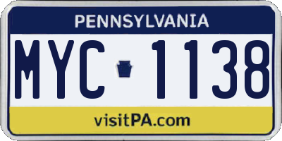 PA license plate MYC1138