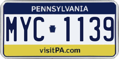 PA license plate MYC1139