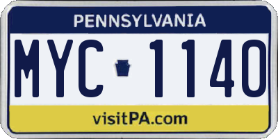 PA license plate MYC1140