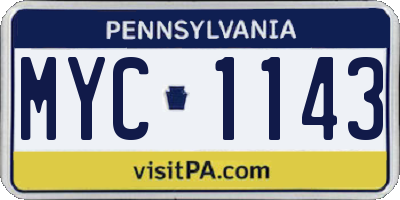 PA license plate MYC1143