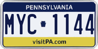 PA license plate MYC1144