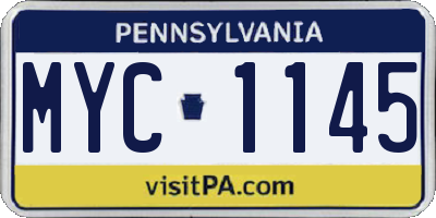 PA license plate MYC1145