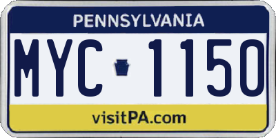 PA license plate MYC1150