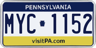 PA license plate MYC1152
