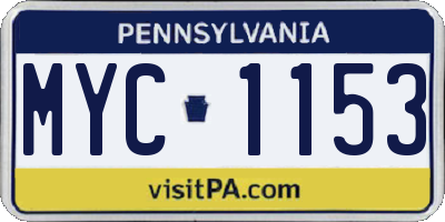 PA license plate MYC1153