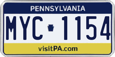 PA license plate MYC1154