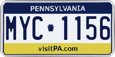 PA license plate MYC1156