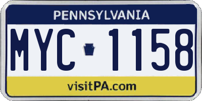 PA license plate MYC1158