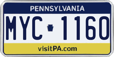 PA license plate MYC1160