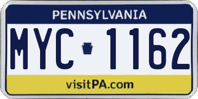 PA license plate MYC1162