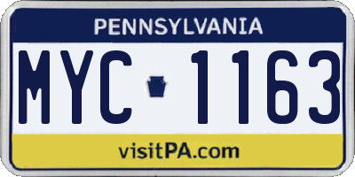 PA license plate MYC1163