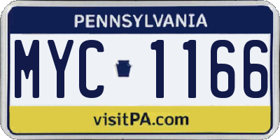PA license plate MYC1166