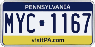 PA license plate MYC1167
