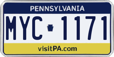 PA license plate MYC1171