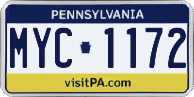 PA license plate MYC1172
