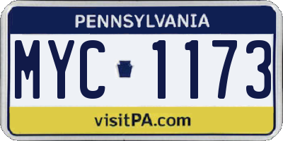 PA license plate MYC1173