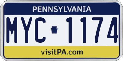 PA license plate MYC1174