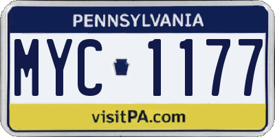 PA license plate MYC1177
