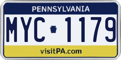 PA license plate MYC1179