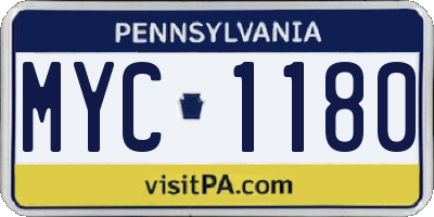 PA license plate MYC1180