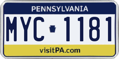 PA license plate MYC1181