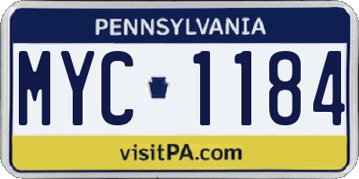 PA license plate MYC1184