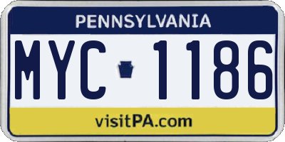 PA license plate MYC1186