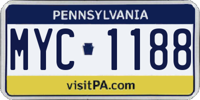 PA license plate MYC1188