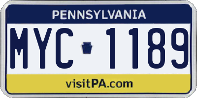 PA license plate MYC1189