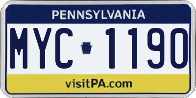 PA license plate MYC1190