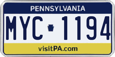 PA license plate MYC1194