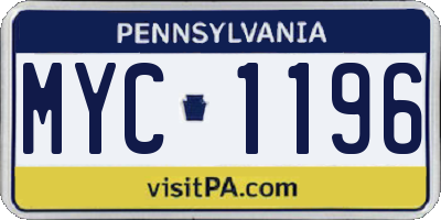 PA license plate MYC1196