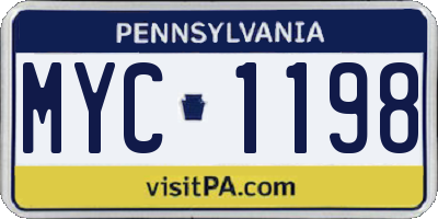 PA license plate MYC1198