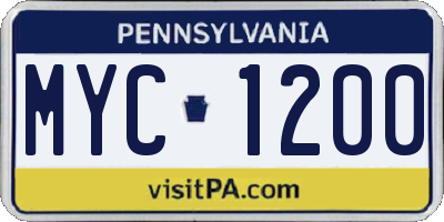 PA license plate MYC1200