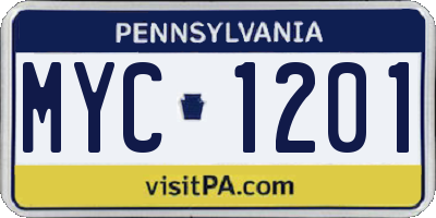 PA license plate MYC1201