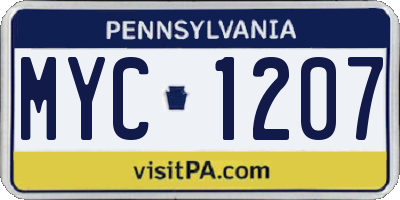 PA license plate MYC1207