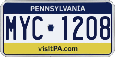 PA license plate MYC1208