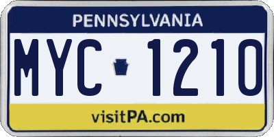 PA license plate MYC1210