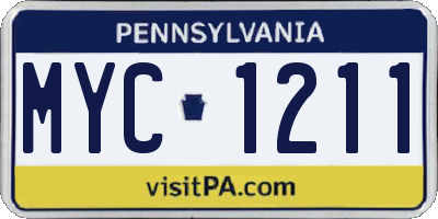 PA license plate MYC1211