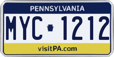 PA license plate MYC1212