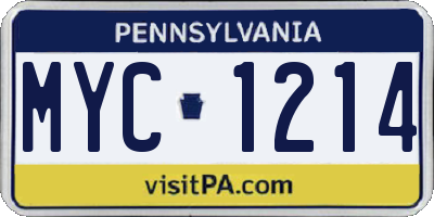 PA license plate MYC1214