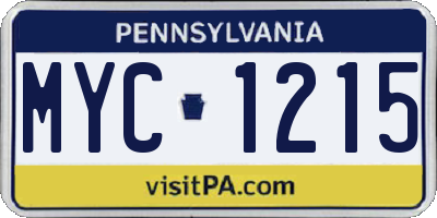 PA license plate MYC1215