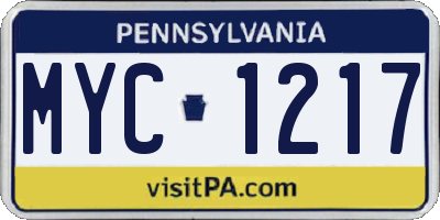 PA license plate MYC1217