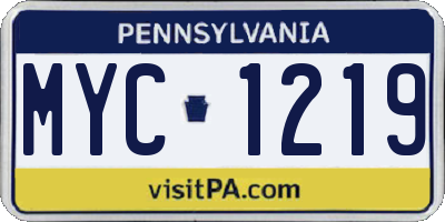 PA license plate MYC1219