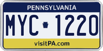 PA license plate MYC1220