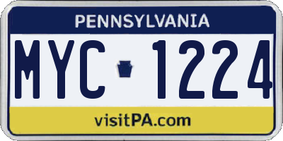 PA license plate MYC1224